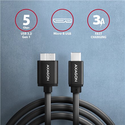 AXAGON , Data and power suply cable, 1 m , BUMM3-CM10AB , USB Type C to USB Type Micro-B