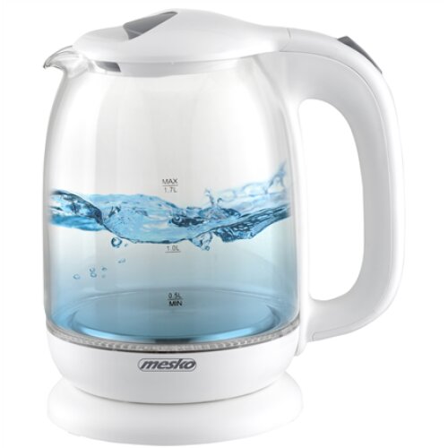 Mesko , Kettle , MS 1302w , Electric , 2200 W , 1.7 L , Glass , 360° rotational base , White