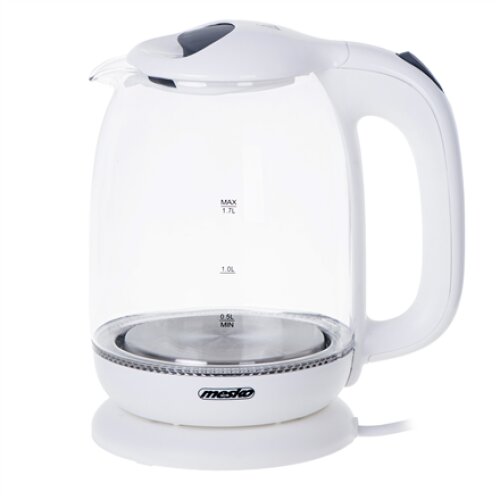 Mesko , Kettle , MS 1302w , Electric , 2200 W , 1.7 L , Glass , 360° rotational base , White