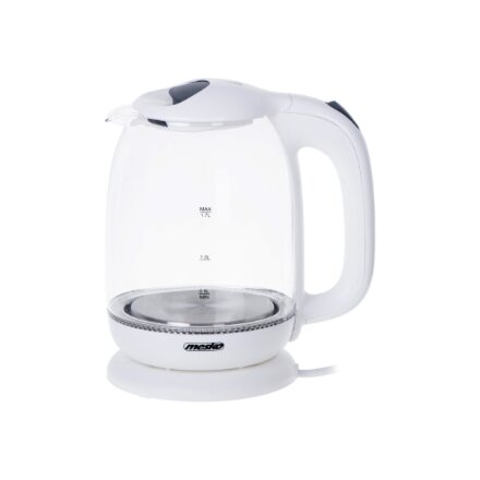 Mesko , Kettle , MS 1302w , Electric , 2200 W , 1.7 L , Glass , 360° rotational base , White
