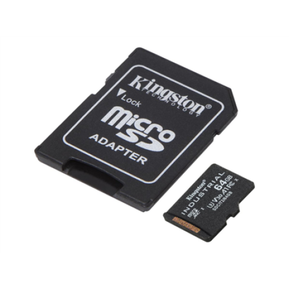 Kingston , UHS-I , 64 GB , microSDHC/SDXC Industrial Card , Flash memory class Class 10, UHS-I, U3, V30, A1 , SD Adapter
