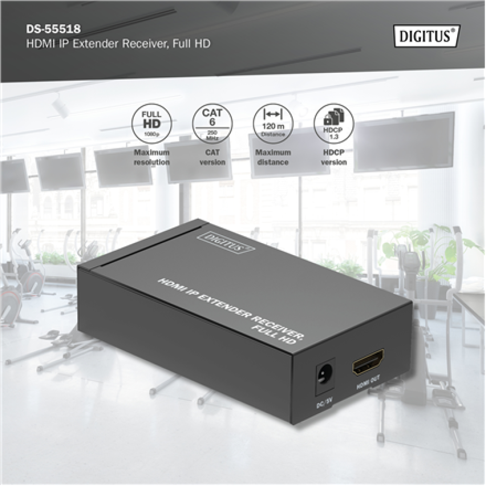 Digitus , HDMI IP Extender Receiver, Full HD , DS-55518