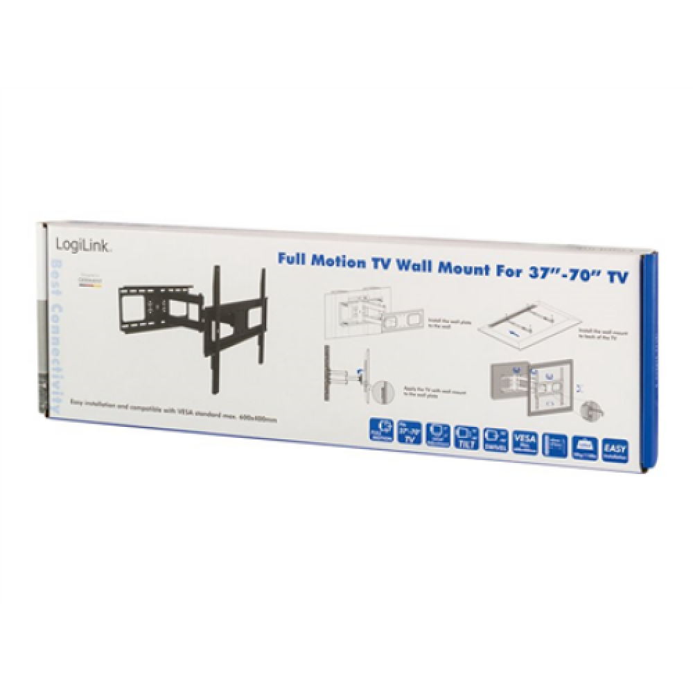 Logilink BP0028 TV Wall mount, 37-70, tilt +10°-20°,swievel +-90°, 475mm , Logilink , Wall Mount , 37-70 , Maximum weight (capacity) 50 kg , Black