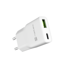 Natec Ribera USB Charger Gan Slim USB 1X USB-A + 1X USB-C 20W , NUC-2376