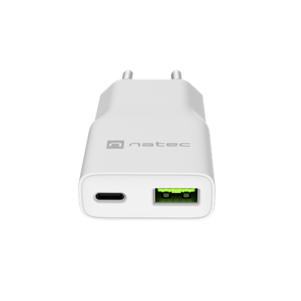 Natec Ribera USB Charger Gan Slim USB 1X USB-A + 1X USB-C 20W , NUC-2376