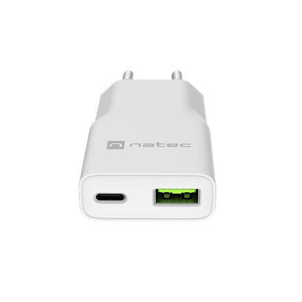 Natec Ribera USB Charger Gan Slim USB 1X USB-A + 1X USB-C 20W , NUC-2376