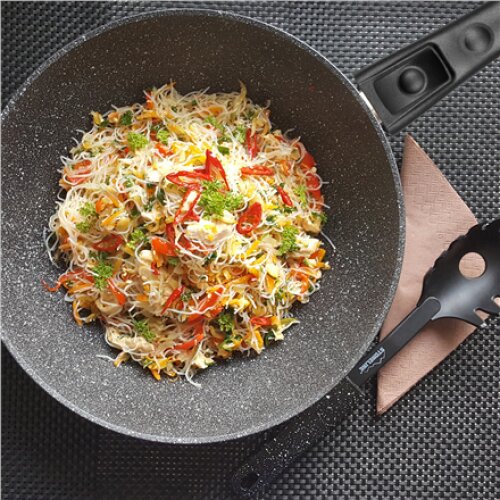 Stoneline , Pan , 19569 , Wok , Diameter 30 cm , Suitable for induction hob , Removable handle , Anthracite