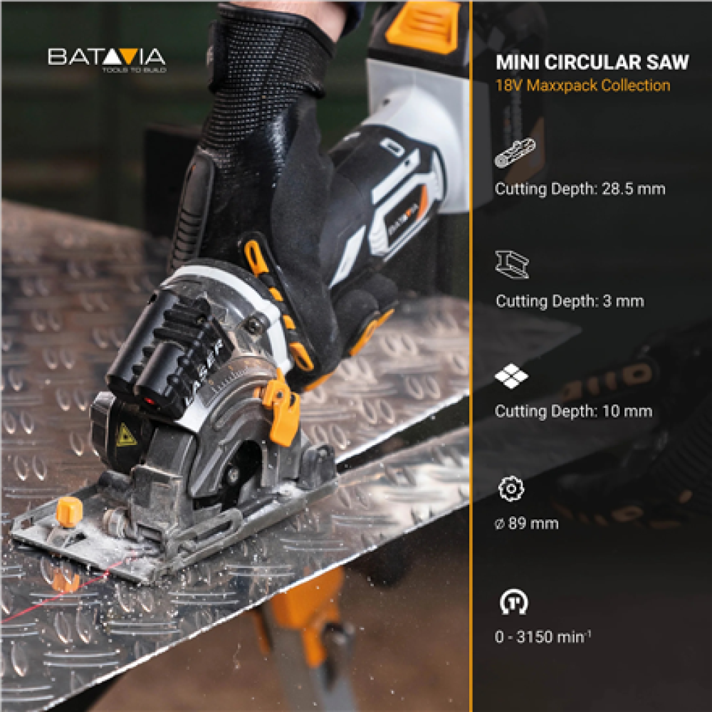 Batavia B.V. 18V Cordless Mini Circular Saw 89mm, Without Battery and Charger