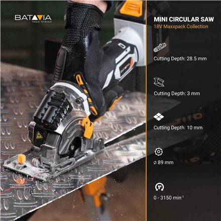 Batavia B.V. , 18V Cordless Mini Circular Saw 89mm, Without Battery and Charger