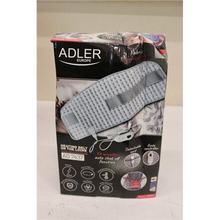 SALE OUT. Adler AD 7437 Heating belt on the loins, Grey , Adler , Heating belt on he loins , AD 7437 , Number of heating levels 4 , Number of persons 1 , Remote control , 100 W , Light Grey , DAMAGE PACKAGING