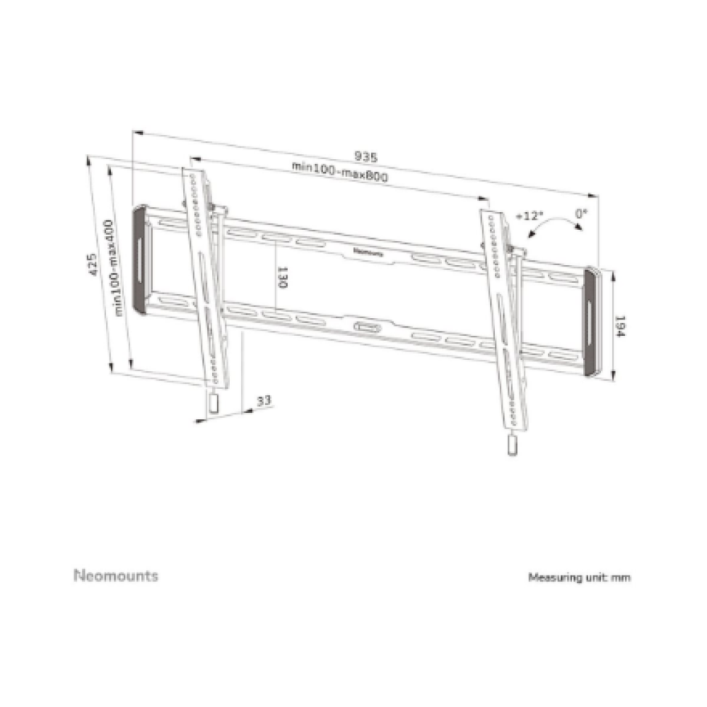Neomounts Wall mount , WL35-550BL18 TV mount wall , Tilt , 43-86 , Maximum weight (capacity) 60 kg , Black