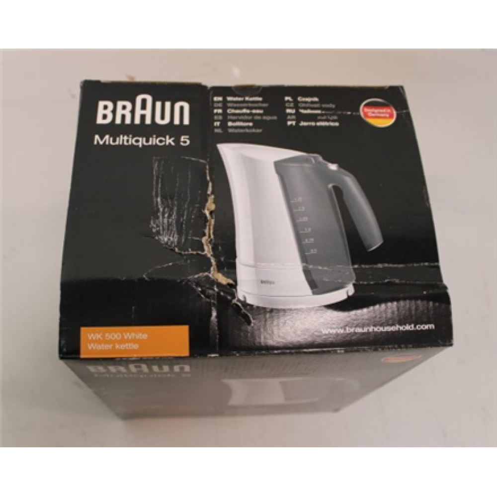 SALE OUT. , Braun , Kettle , WK500 MultiQuick 5 , Standard , 3000 W , 1.7 L , Plastic , 360° rotational base , White/Grey , DAMAGED PACKAGING