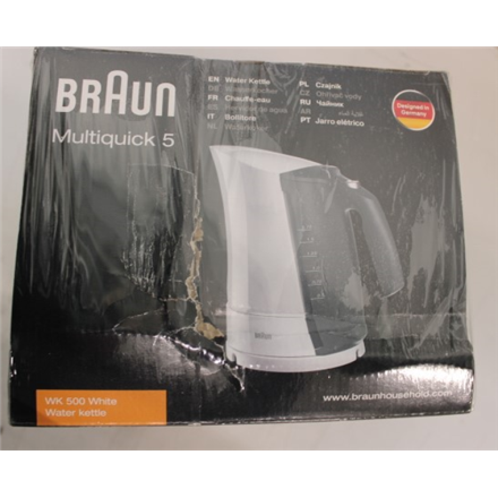 SALE OUT. , Braun , Kettle , WK500 MultiQuick 5 , Standard , 3000 W , 1.7 L , Plastic , 360° rotational base , White/Grey , DAMAGED PACKAGING