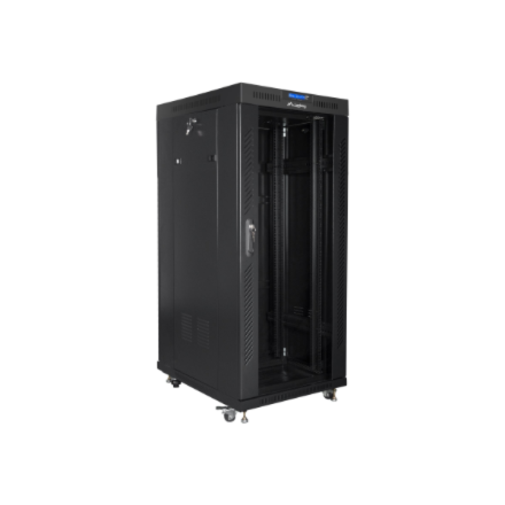 Lanberg , Rack cabinet 19 free-standing 27U/600x800 (flat pack) with glass door, LCD , FF01-6827-12BL , Black