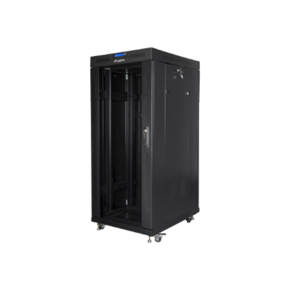 Lanberg , Rack cabinet 19 free-standing 27U/600x800 (flat pack) with glass door, LCD , FF01-6827-12BL , Black