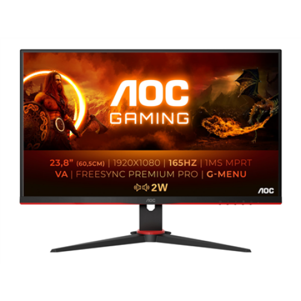 AOC , Gaming Monitor , 24G2SAE/BK , 24 , VA , FHD , 16:9 , 165 Hz , 4 ms , 1920 x 1080 , 350 cd/m² , HDMI ports quantity 2 , Black/Red , Warranty 36 month(s)