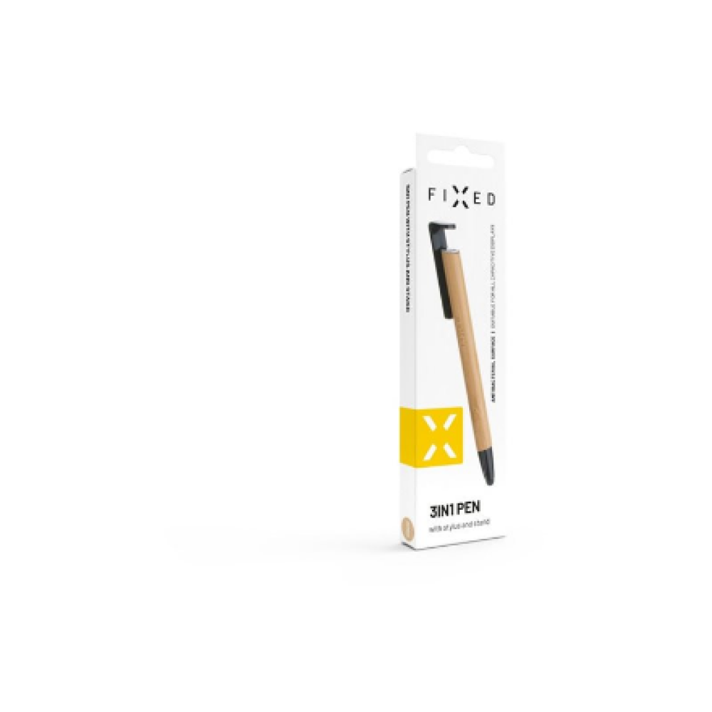 Fixed , Pen With Stylus and Stand , 3 in 1 , Pencil , Stylus for capacitive displays; Stand for phones and tablets , Bamboo