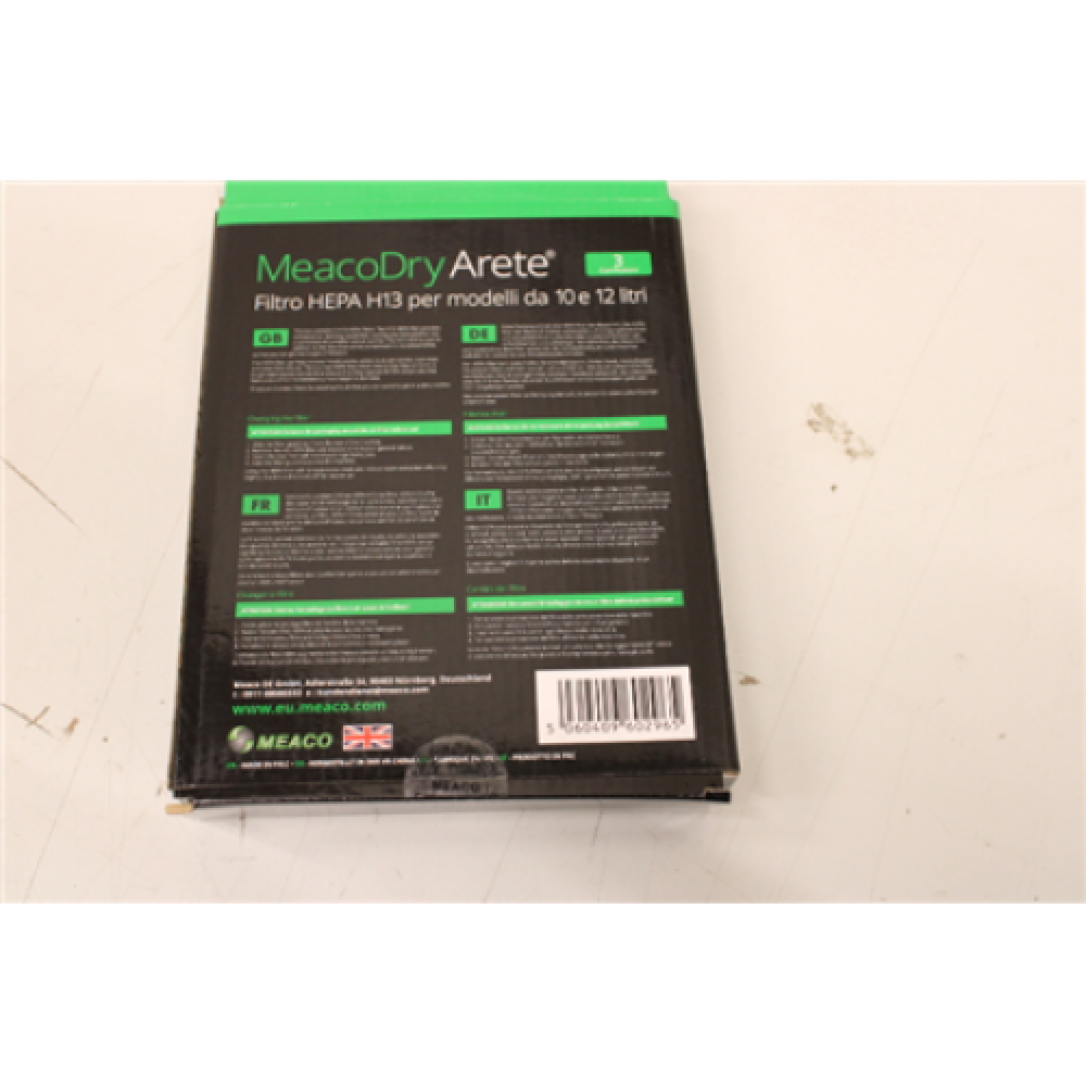 SALE OUT. MEACO H13 HEPA Filter MeacoDry Arete One 10 L and 12 L / USED AS DEMO MEACO