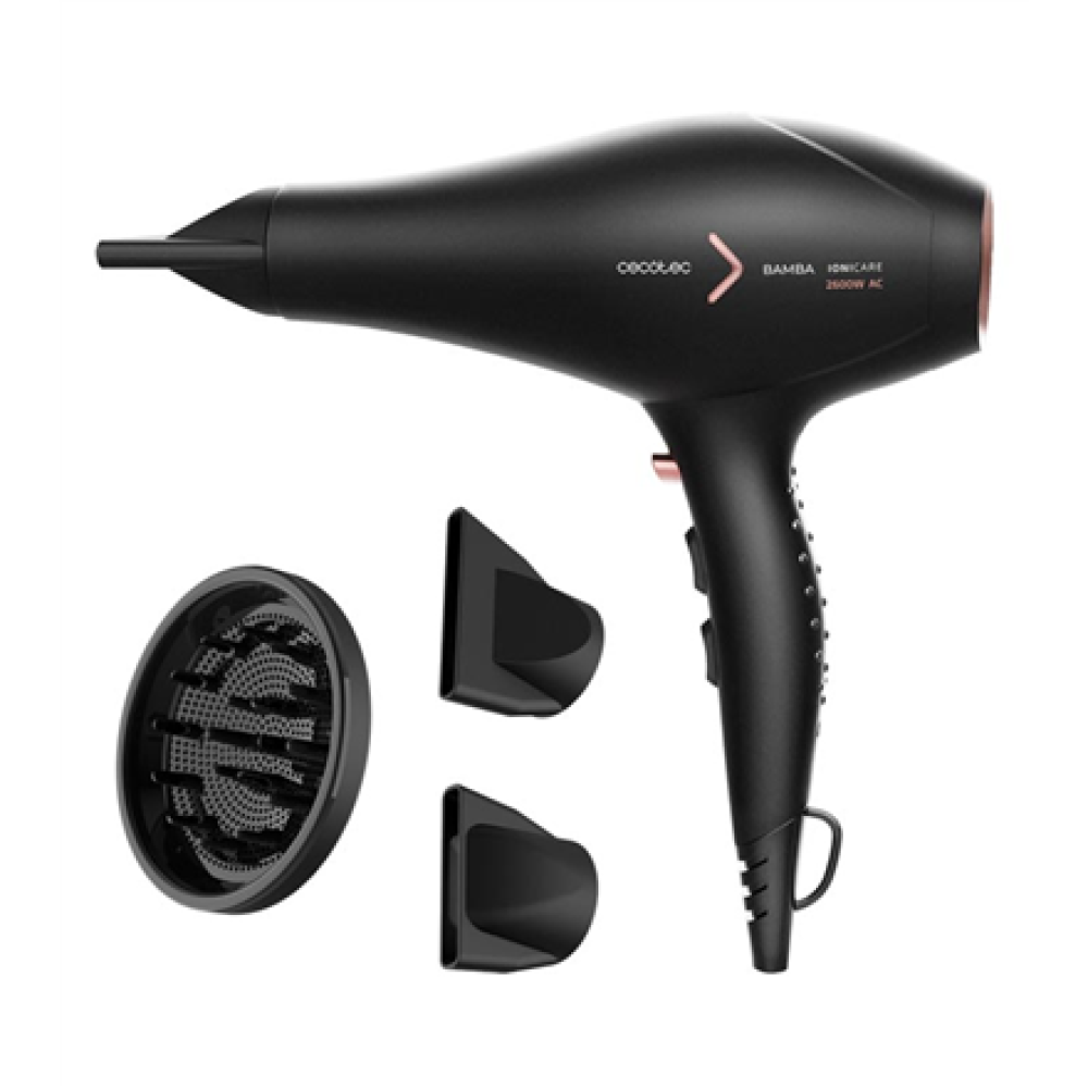 Cecotec Hair Dryer , Ionicare 5350 Powershine Fire , 2600 W , Number of temperature settings 3 , Ionic function , Diffuser nozzle , Black