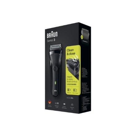 Braun , Shaver , 300s 3-Flex Series 3 , Operating time (max) 20 min , NiMH , Black