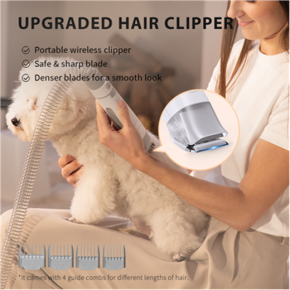 PETKIT , Air Clipper Pet Grooming Vacuum Kit 5in1 , LM4 , Grey/White