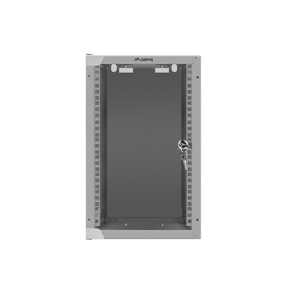 Lanberg Rack cabinet 10 wall-mount 9U/280x310 (flat pack) with glass door , WF10-2309-10S , Gray
