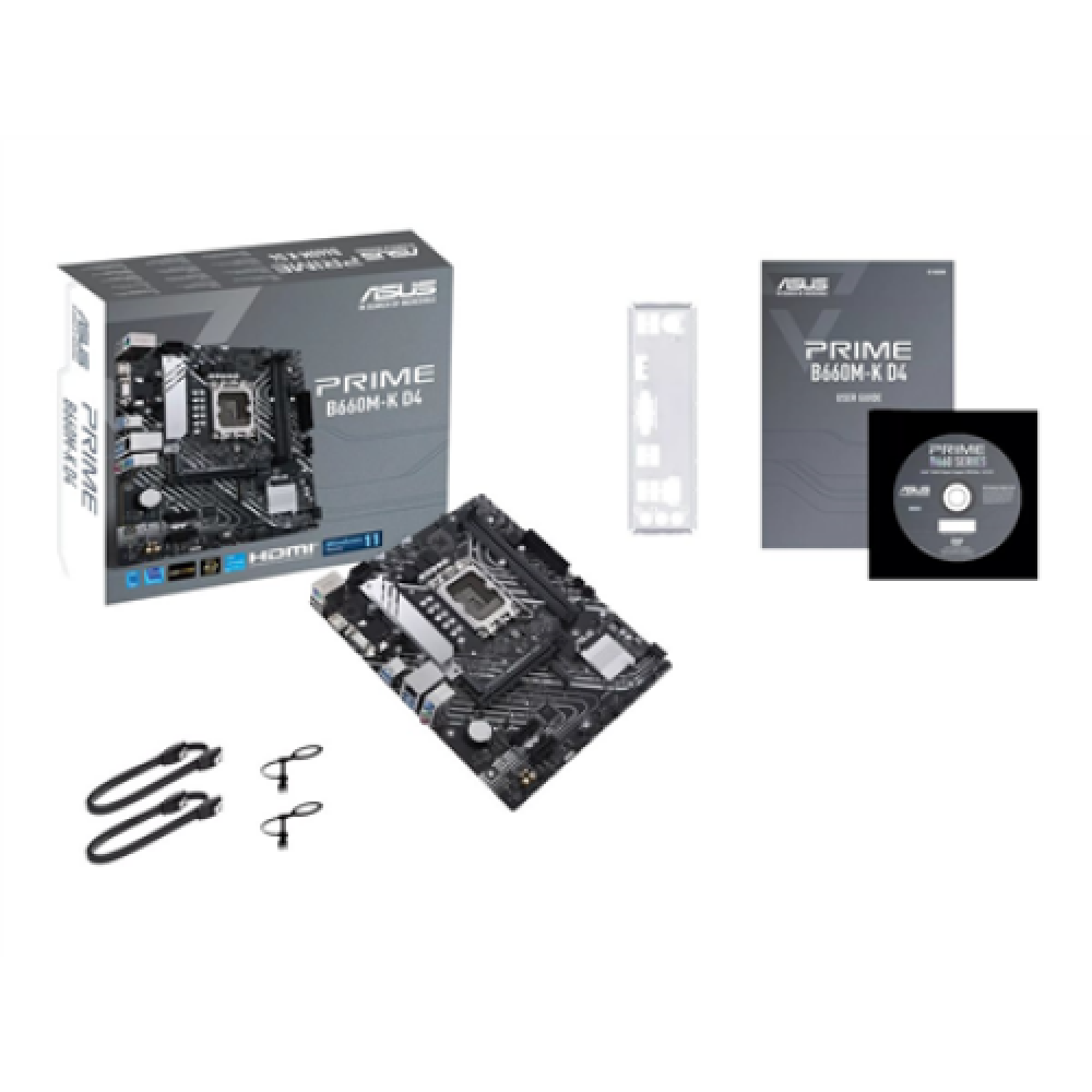 Asus PRIME B660M-K D4 Processor family Intel Processor socket LGA1700 DDR4 DIMM Memory slots 2 Supported hard disk drive interfaces SATA, M.2 Number of SATA connectors 4 Chipset Intel B660 microATX