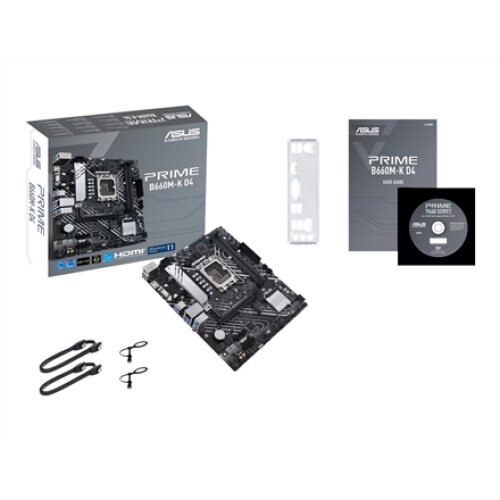 Asus PRIME B660M-K D4 Processor family Intel Processor socket LGA1700 DDR4 DIMM Memory slots 2 Supported hard disk drive interfaces SATA, M.2 Number of SATA connectors 4 Chipset Intel B660 microATX