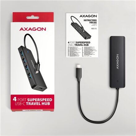 AXAGON Travel four-port USB-C 5Gbps hub , HUE-C1C