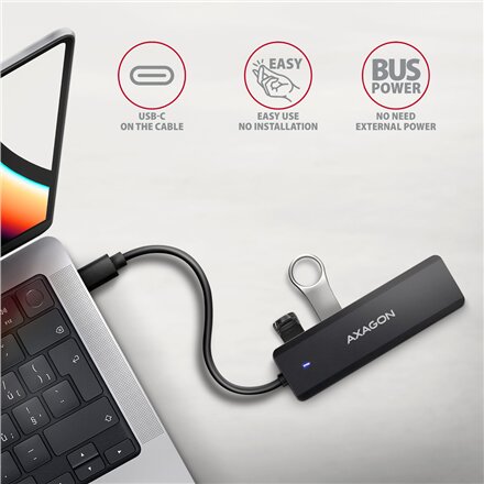 AXAGON Travel four-port USB-C 5Gbps hub , HUE-C1C
