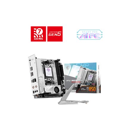 MSI MPG B850I EDGE TI WIFI , Processor family AMD B850 , Processor socket AM5 , DDR5 , Supported hard disk drive interfaces SATA, M.2 , Number of SATA connectors 2