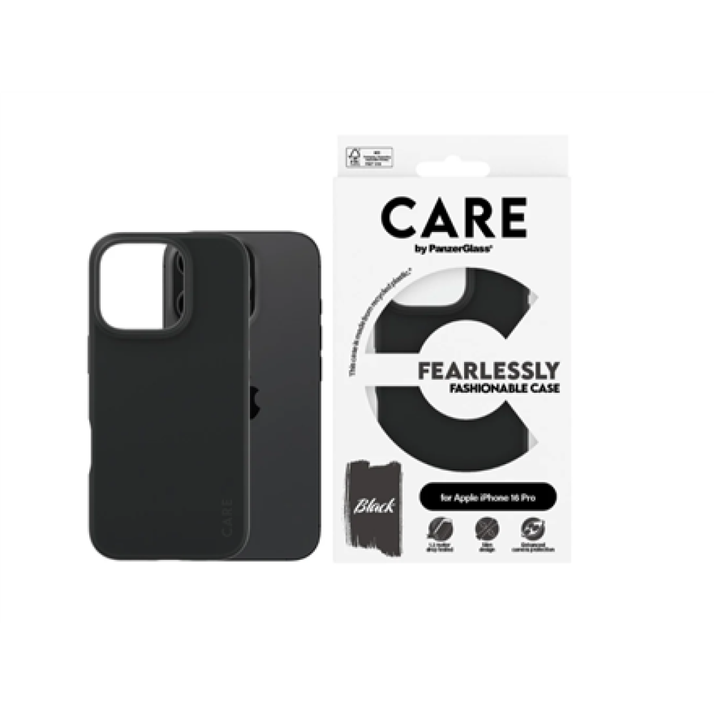 CARE Fashionable Case , Back cover , Apple , iPhone 16 PRO , Recycled plastic , Black