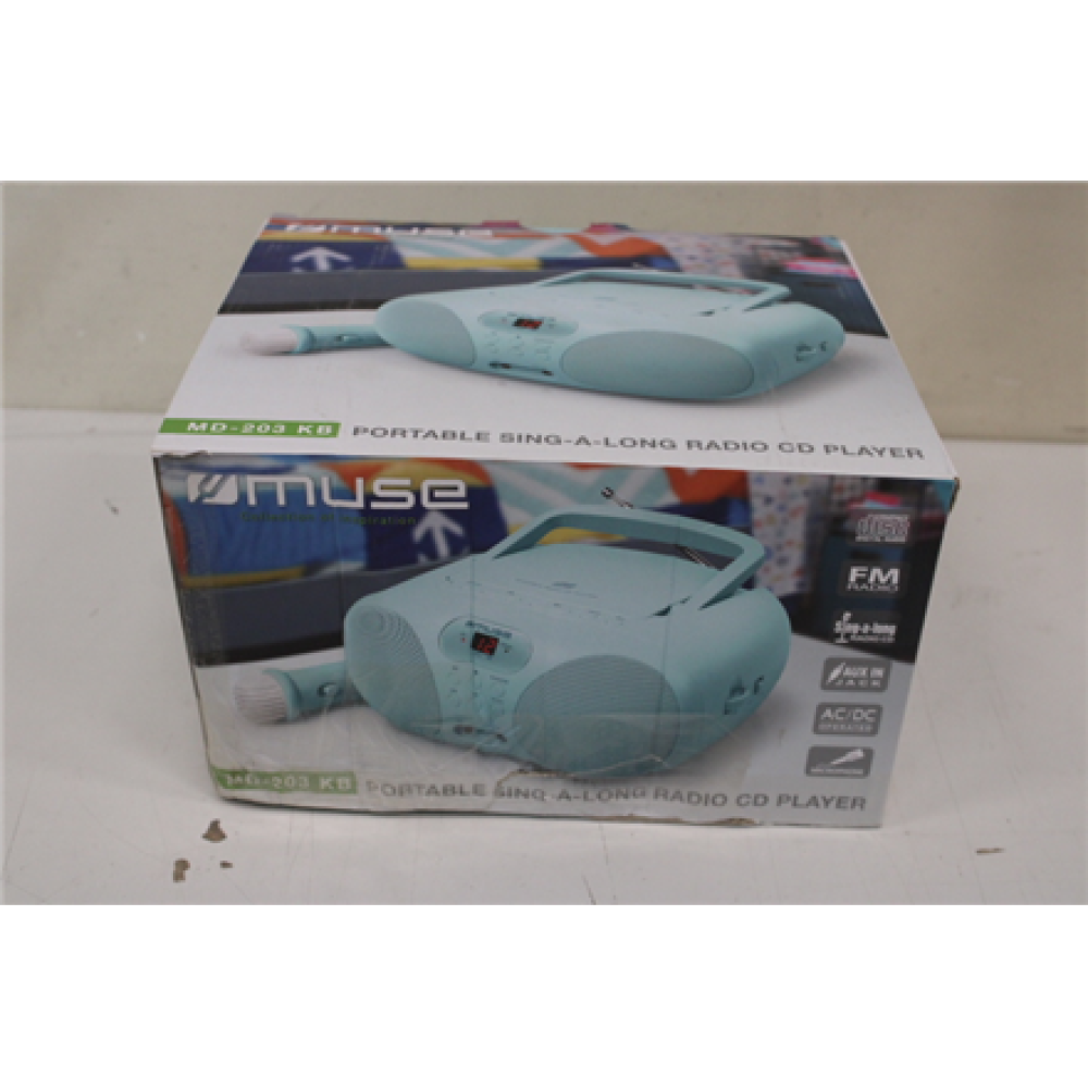 SALE OUT. Muse MD-203 KB Portable Sing-A-Long Radio CD Player, Blue , Muse Portable Sing-A-Long Radio CD Player , MD-203 KB , DAMAGED PACKAGING , AUX in , CD player , FM radio , Muse , Portable Sing-A-Long Radio CD Player , MD-203 KB , DAMAGED PACKAGING ,
