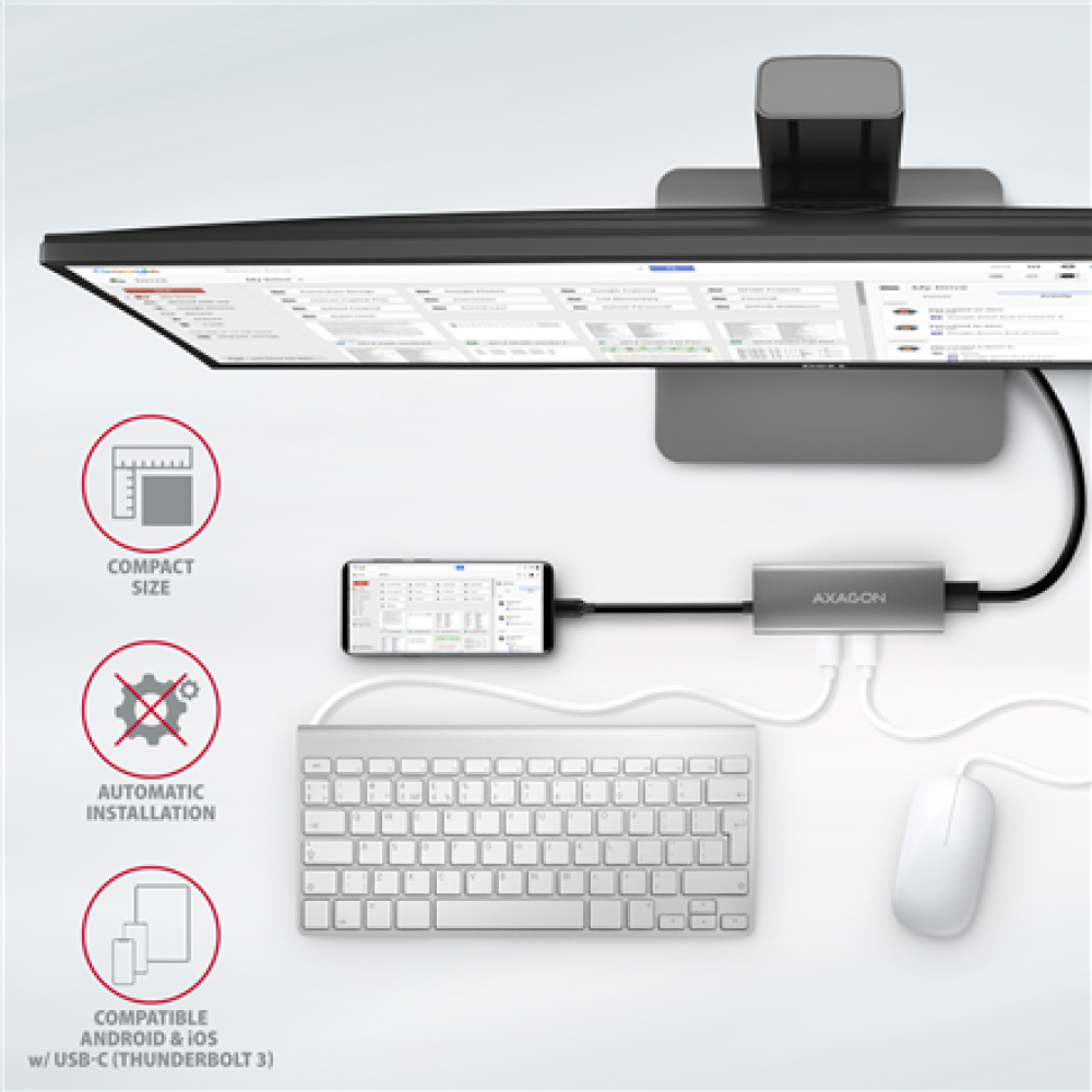 AXAGON Multi-port USB-C 10Gbps hub, 13cm , HMC-5G21