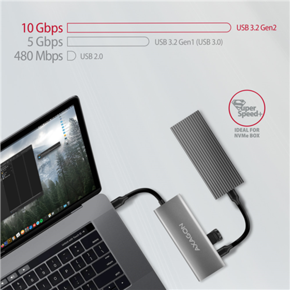 AXAGON Multi-port USB-C 10Gbps hub, 13cm , HMC-5G21