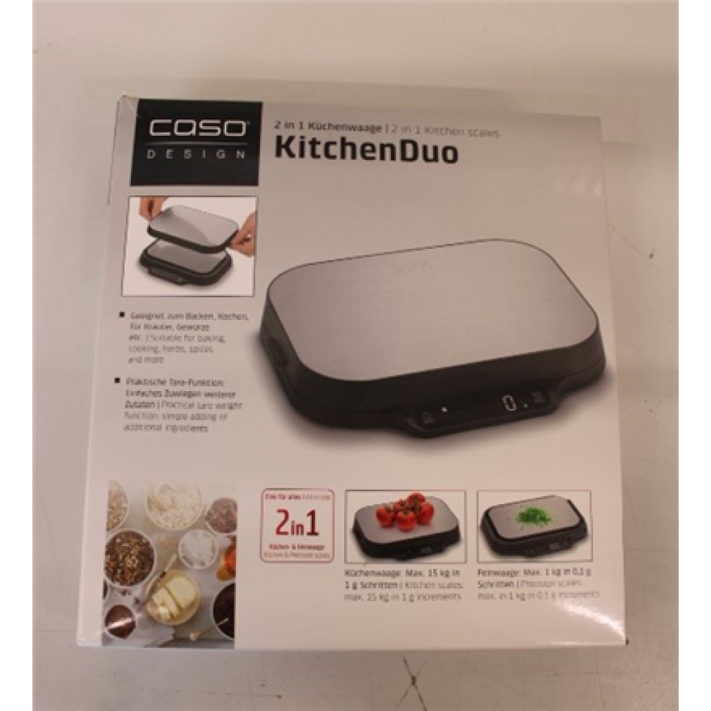 SALE OUT. Caso 03291 Kitchen scales 2 in 1, Capacity Max. 15 kg, Precise weighing sensor in 1 g increments, Black/Stainless steel , Caso Kitchen and Precision scales , KitchenDuo , Display type LED , Black/Stainless steel , USED, SCRATCHES ON TOP