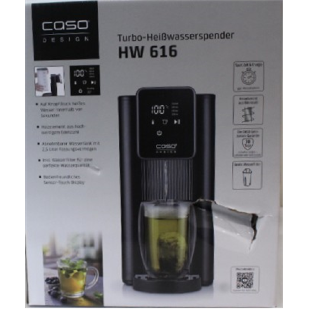 SALE OUT. Caso HW 616 Turbo Hot Water Dispenser, Capacity 2.5 L, Stainless steel, Black , SALE OUT. Caso Turbo Hot Water Dispenser , HW 616 , Water Dispenser , 2600 W , 2.5 L , Plastic/Stainless Steel , Black/Stainless Steel , DAMAGED PACKAGING
