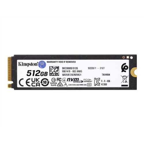 Kingston , SSD , KC3000 , 512 GB , SSD form factor M.2 2280 , Solid-state drive interface PCIe 4.0 NVMe M.2 , Read speed 3900 MB/s , Write speed 7000 MB/s