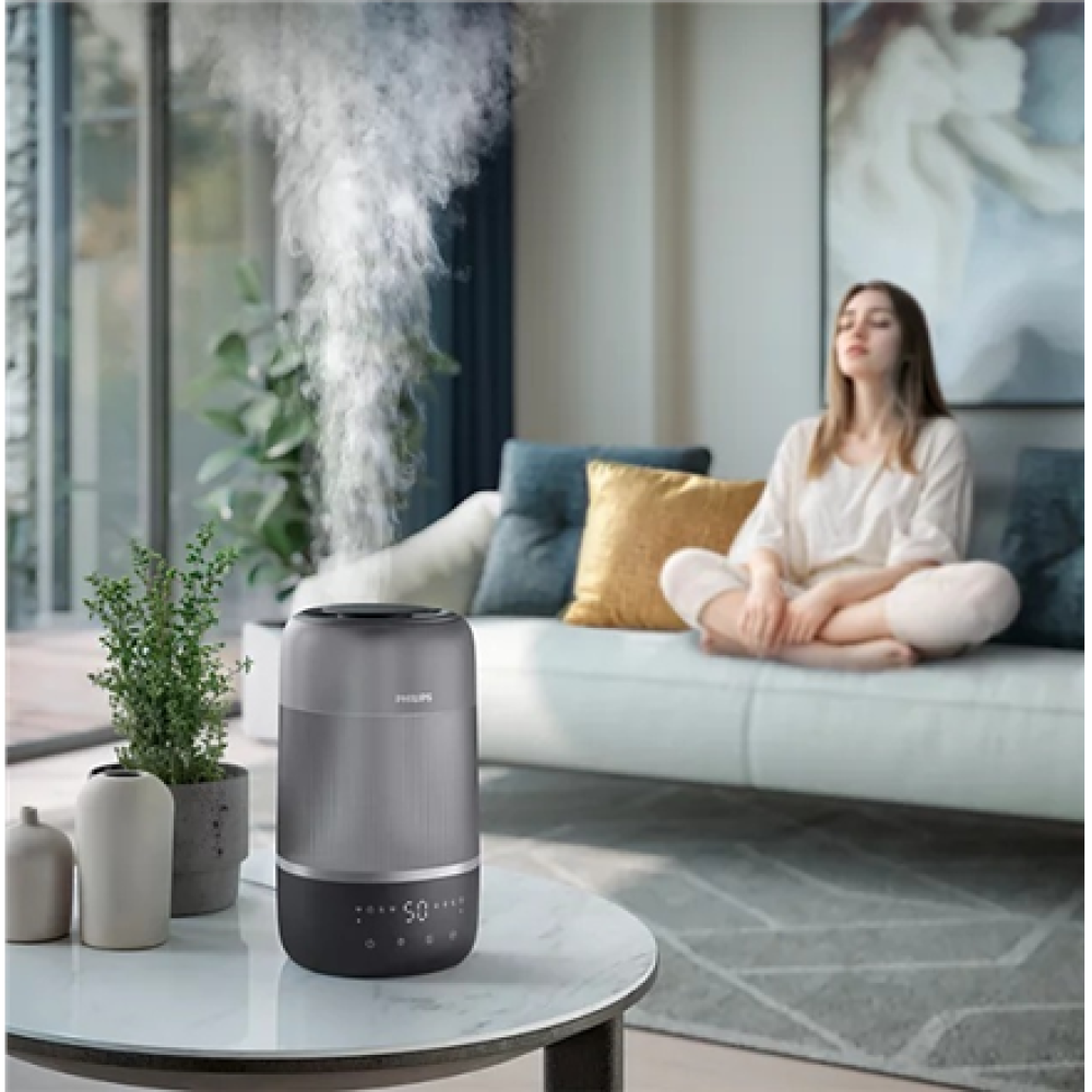 Philips , Humidifier , HU1510/03 Series 1000 , 19.6 W , Water tank capacity 3 L , Suitable for rooms up to 41 m² , Ultrasonic , Humidification capacity 275 ml/hr , Grey/Silver