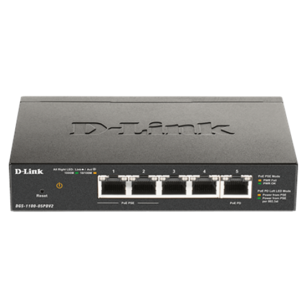 D-Link , 5-Port Gigabit PoE Smart Managed Switch and PoE Extender , DGS-1100-05PDV2 , Web managed , Desktop , Power supply type External