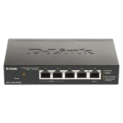 D-Link , 5-Port Gigabit PoE Smart Managed Switch and PoE Extender , DGS-1100-05PDV2 , Web managed , Desktop , Power supply type External