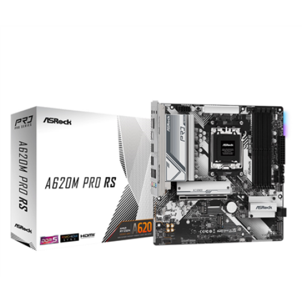 ASRock , A620M PRO RS , Processor family AMD , Processor socket AM5 , DDR5 DIMM , Supported hard disk drive interfaces SATA, M.2 , Number of SATA connectors 4