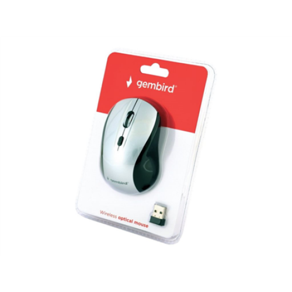 Gembird , Optical Mouse , MUSW-4B-02-BS , Wireless , USB , Black/silver