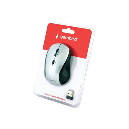 Gembird , Optical Mouse , MUSW-4B-02-BS , Wireless , USB , Black/silver