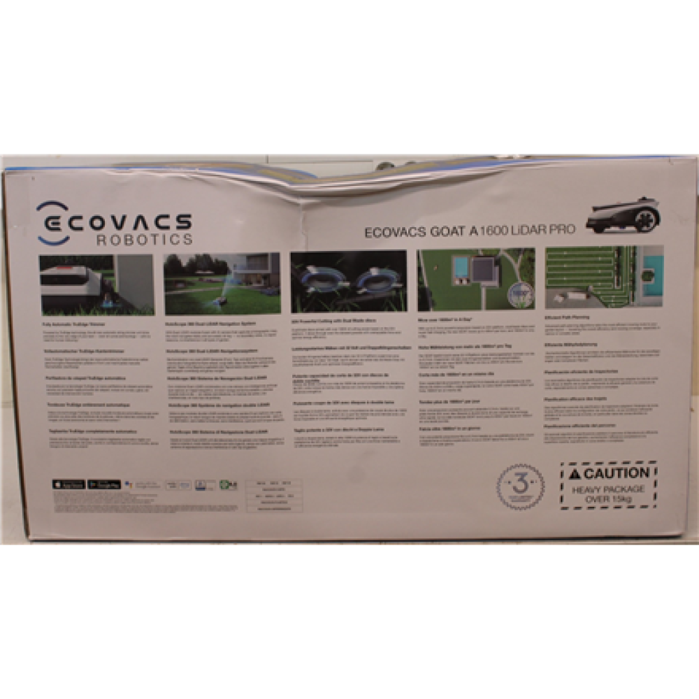 SALE OUT. , Ecovacs Lawn Mower , GOAT A1600 LiDAR PRO , 3000 Ah , White , DAMAGED PACKAGING