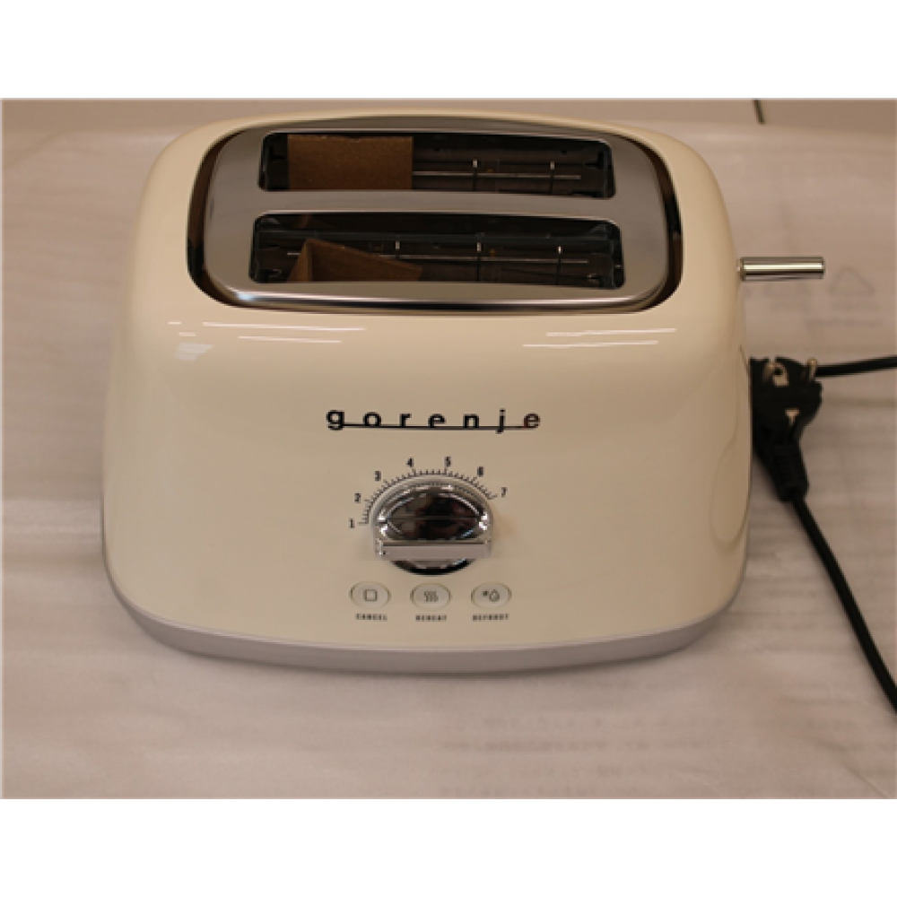 SALE OUT. Gorenje T900RL Toaster, Power 1000 W, 2 slots, Ivory , Gorenje Toaster , T900RL , Power 1000 W , Number of slots 2 , Housing material Plastic/Metal , DAMAGED PACKAGING