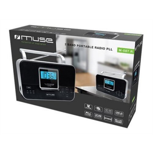 Muse , M-087R , 2-band PLL stereo portable radio , Black