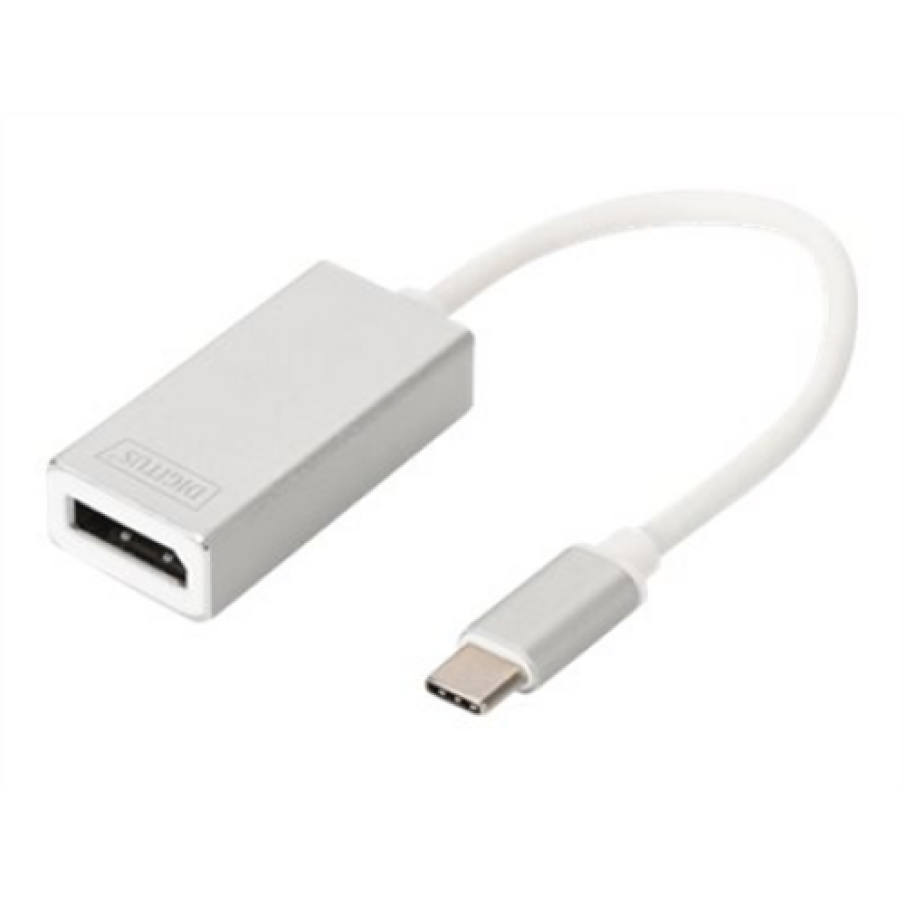DIGITUS USB Type-C 4K DP Adapter, 20cm cable length Aluminum Housing, , Digitus , USB Type-C to DisplayPort Adapter , DA-70844 , White , USB Type-C , 0.20 m