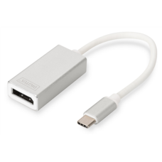 DIGITUS USB Type-C 4K DP Adapter, 20cm cable length Aluminum Housing, Digitus USB Type-C to DisplayPort Adapter , DA-70844 , 0.20 m , White , USB Type-C