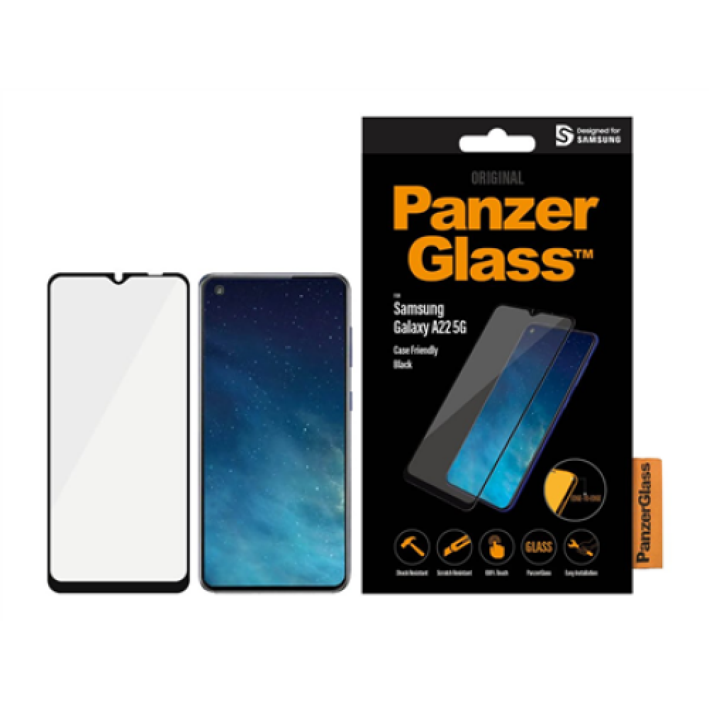 PanzerGlass Samsung A22 5G CF Hybrid glass Black Screen Protector Full frame coverage; Rounded edges; 100% touch preservation